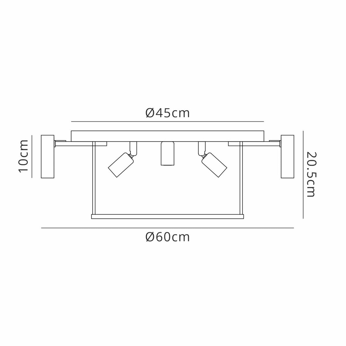 Kentisbeare 600mm Round Flush Chandelier in Brass & Smoked Glass