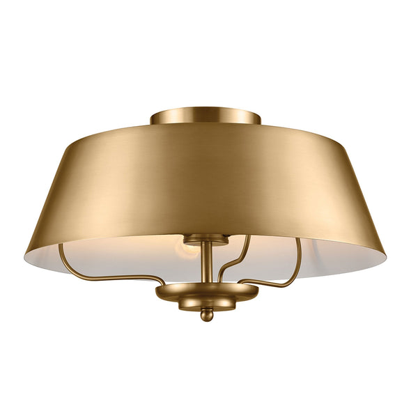 Luella Three Light Dual Mount Pendant or Semi Flush in Brushed Natural Brass