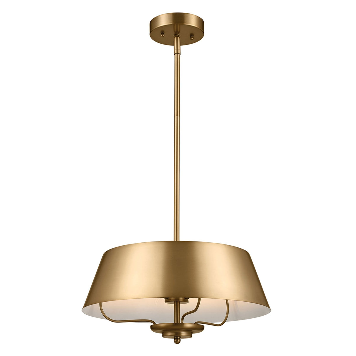 Luella Three Light Dual Mount Pendant or Semi Flush in Brushed Natural Brass