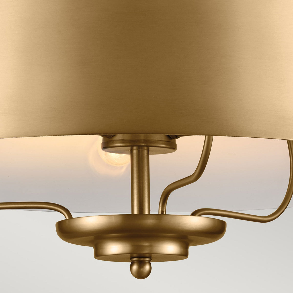 Luella Three Light Dual Mount Pendant or Semi Flush in Brushed Natural Brass