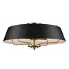 Luella Four Light Dual Mount Pendant or Semi Flush in Black and Brass