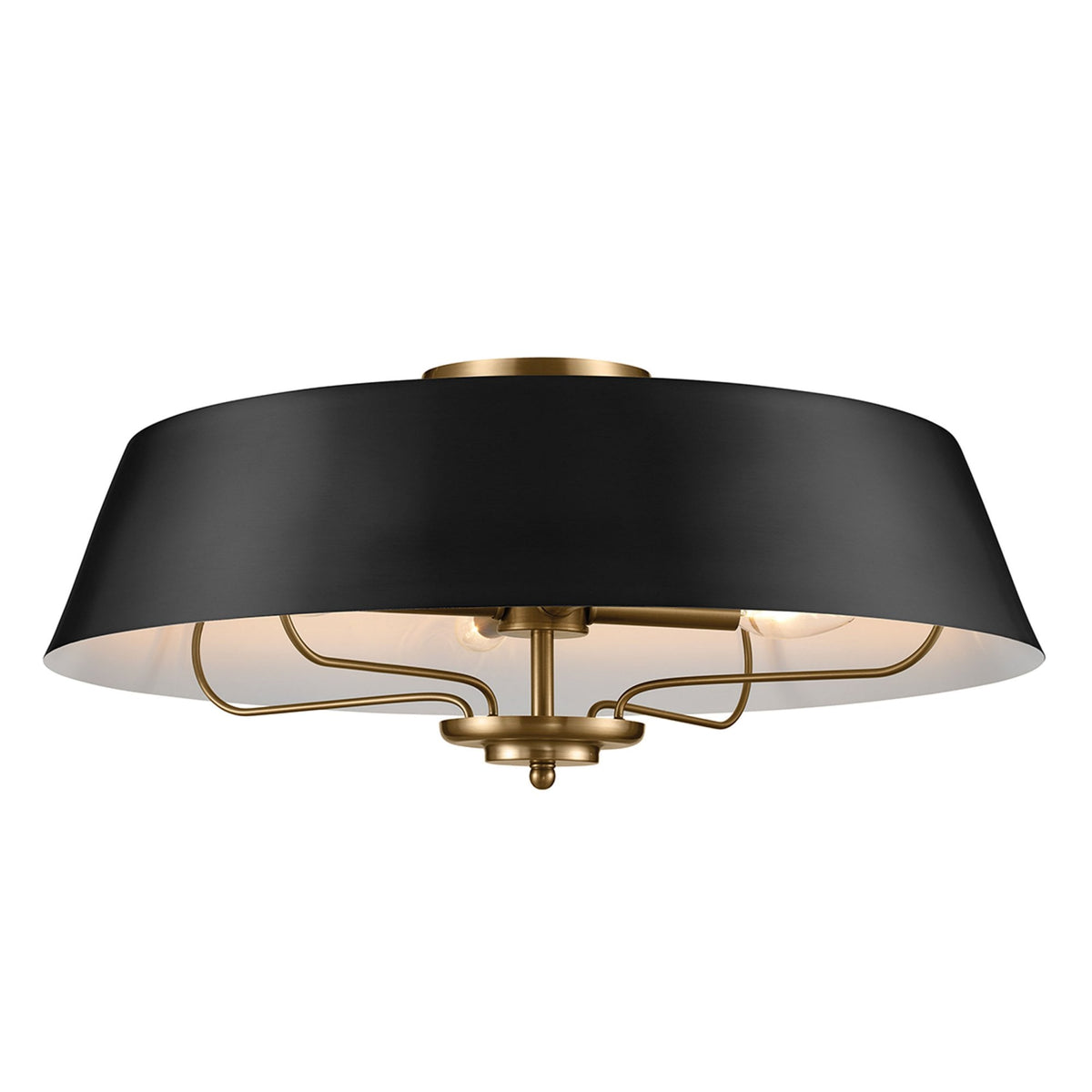 Luella Four Light Dual Mount Pendant or Semi Flush in Black and Brass