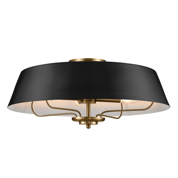 Luella Four Light Dual Mount Pendant or Semi Flush in Black and Brass