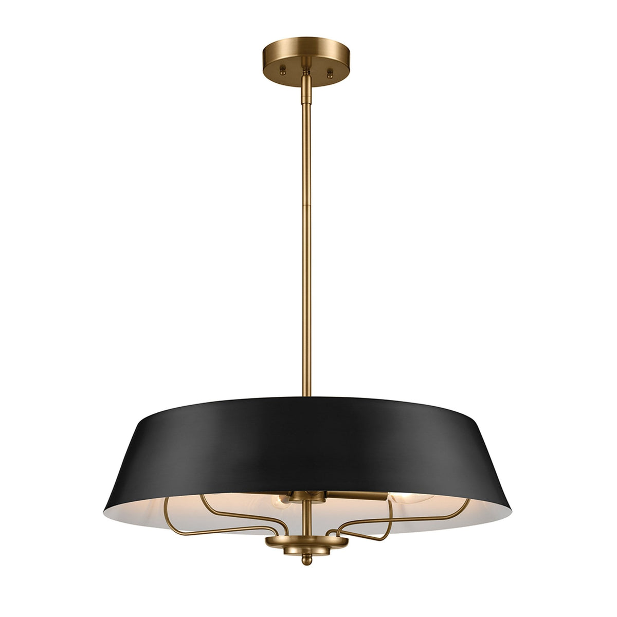 Luella Four Light Dual Mount Pendant or Semi Flush in Black and Brass
