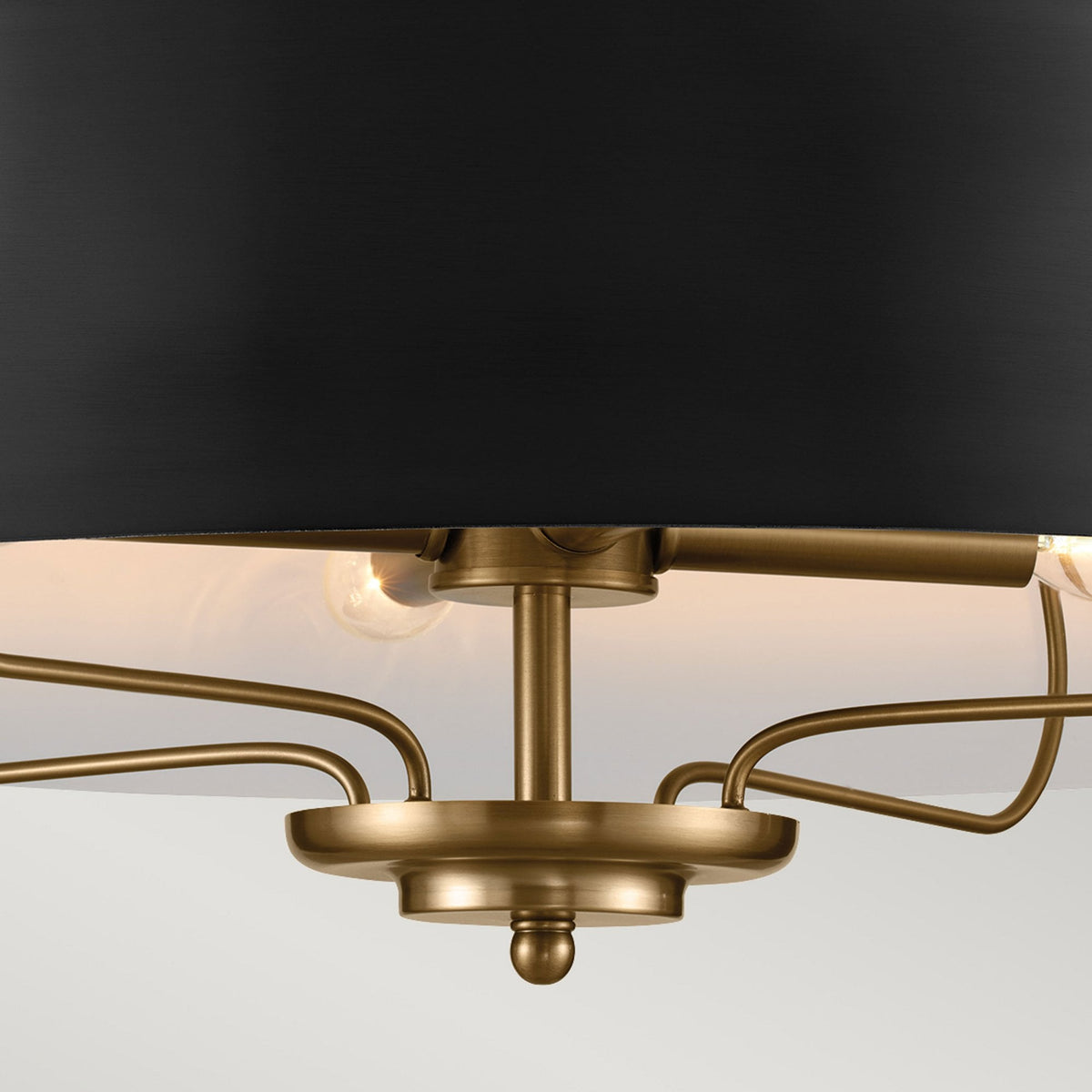 Luella Four Light Dual Mount Pendant or Semi Flush in Black and Brass