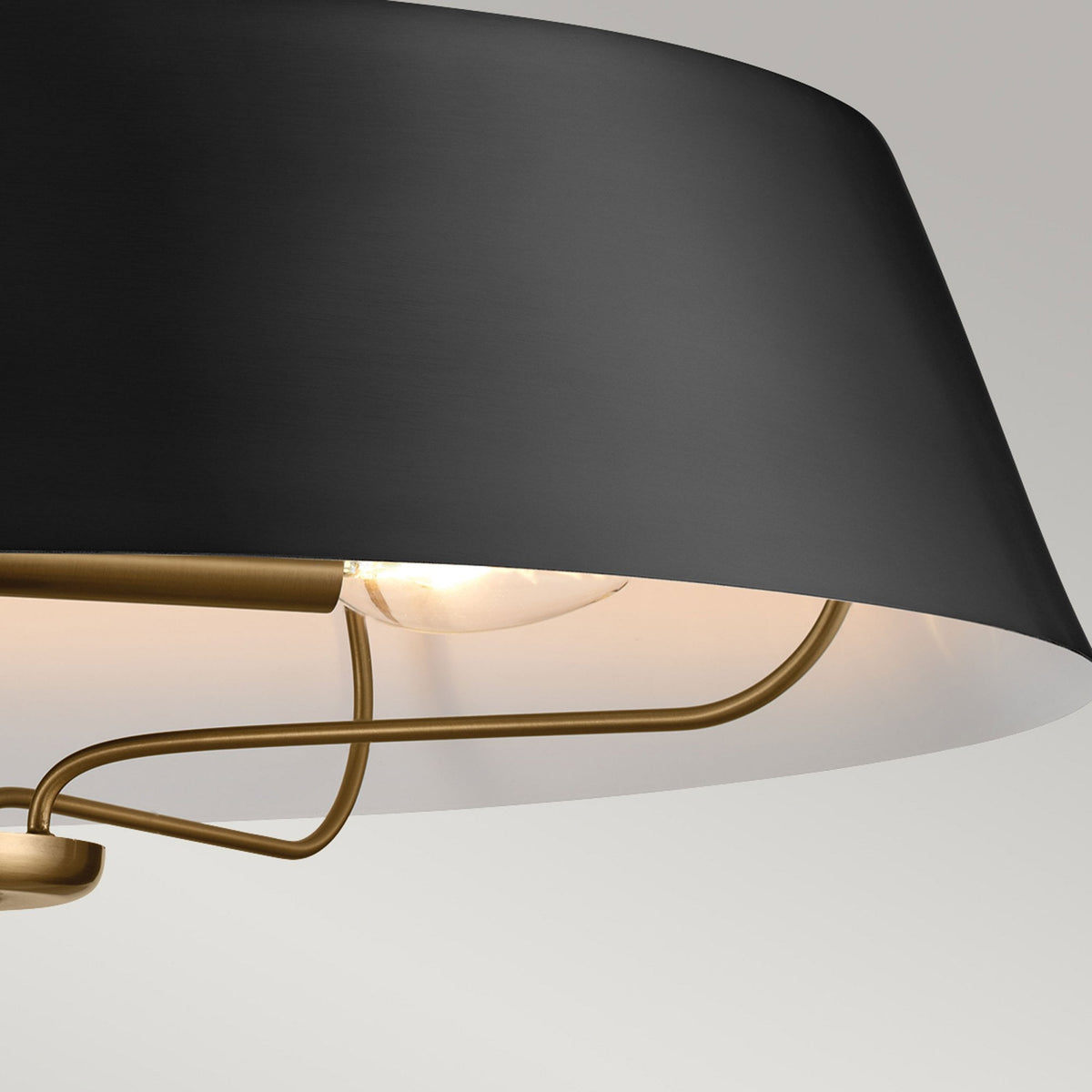 Luella Four Light Dual Mount Pendant or Semi Flush in Black and Brass