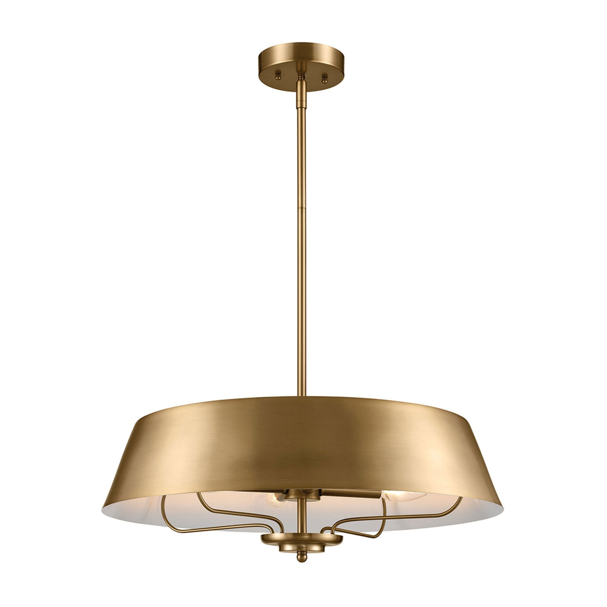 Luella Four Light Dual Mount Pendant or Semi Flush in Brushed Natural Brass