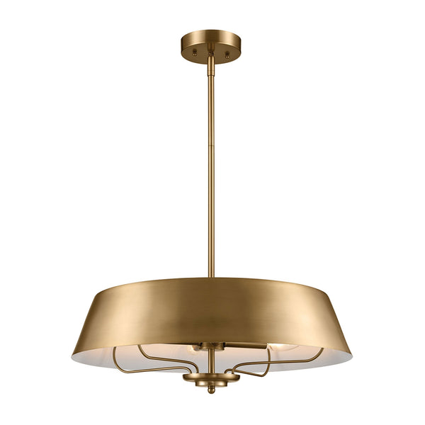 Luella Four Light Dual Mount Pendant or Semi Flush in Brushed Natural Brass