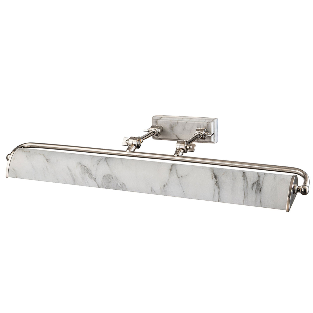 Winchfield Large Adjustable Picture Light in Polished Nickel & White Marble Effect