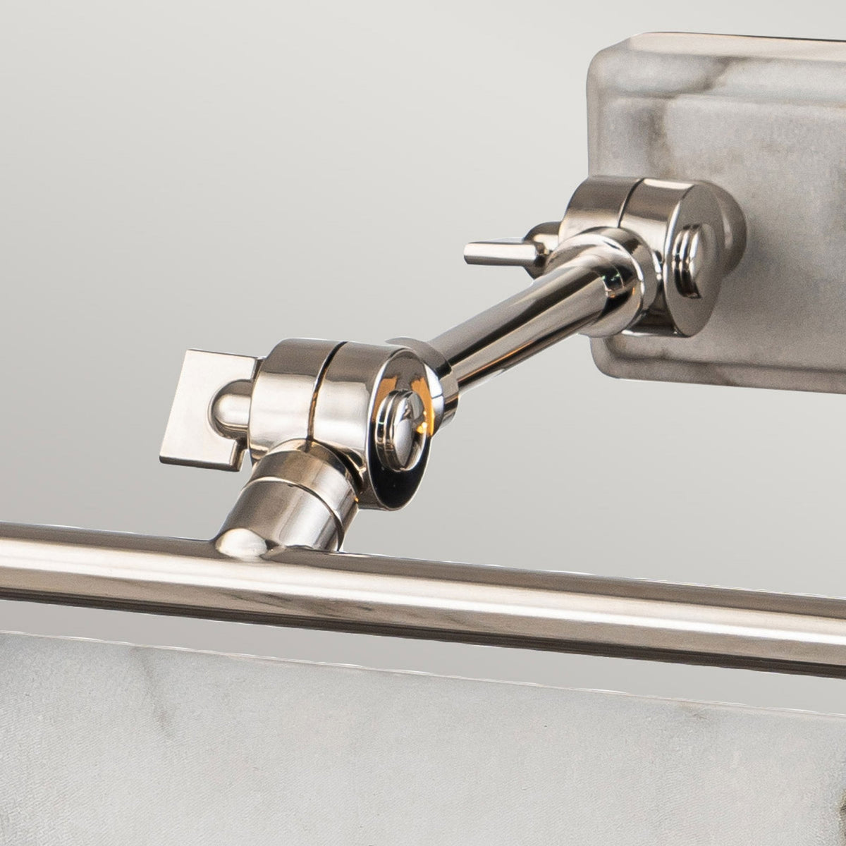 Winchfield Large Adjustable Picture Light in Polished Nickel & White Marble Effect