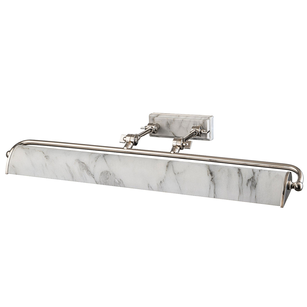 Winchfield Large Adjustable Picture Light in Polished Nickel & White Marble Effect