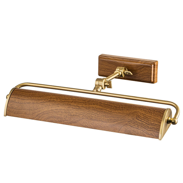 Winchfield Medium Adjustable Picture Light in Aged Brass & Oak Effect