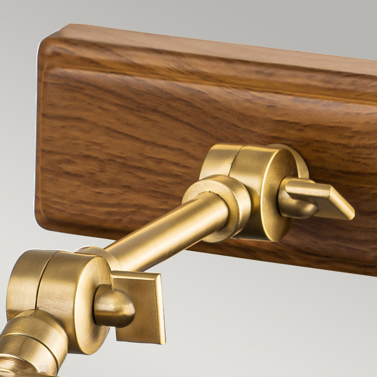 Winchfield Medium Adjustable Picture Light in Aged Brass & Oak Effect