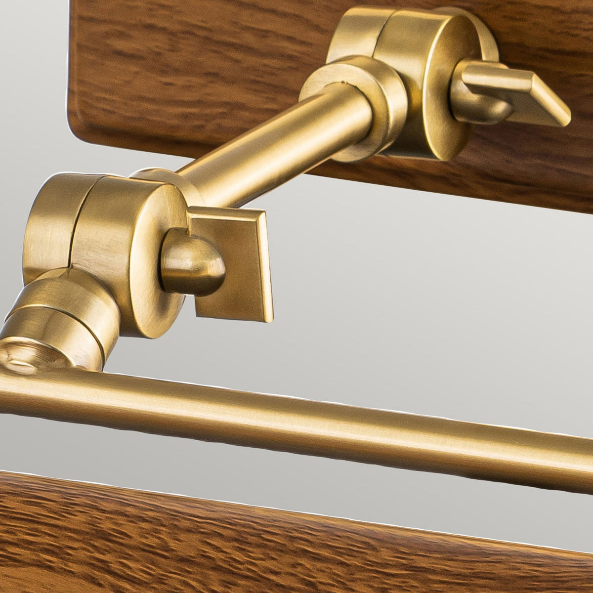 Winchfield Medium Adjustable Picture Light in Aged Brass & Oak Effect