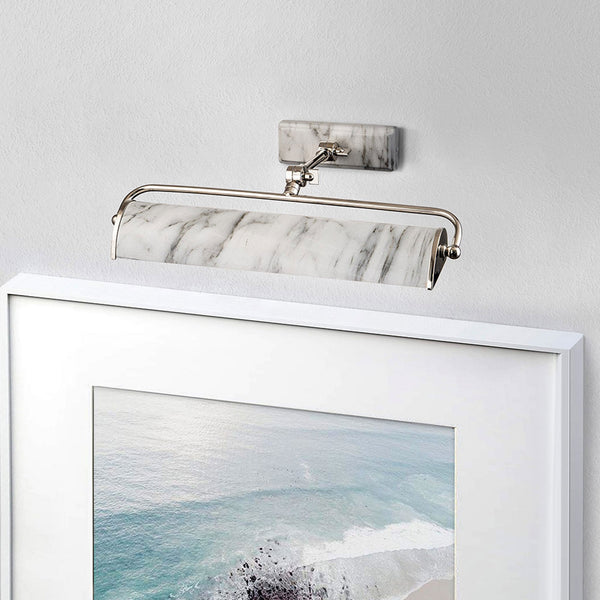 Winchfield Medium Adjustable Picture Light in Polished Nickel & White Marble Effect