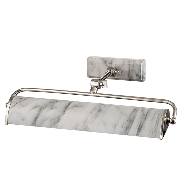 Winchfield Medium Adjustable Picture Light in Polished Nickel & White Marble Effect