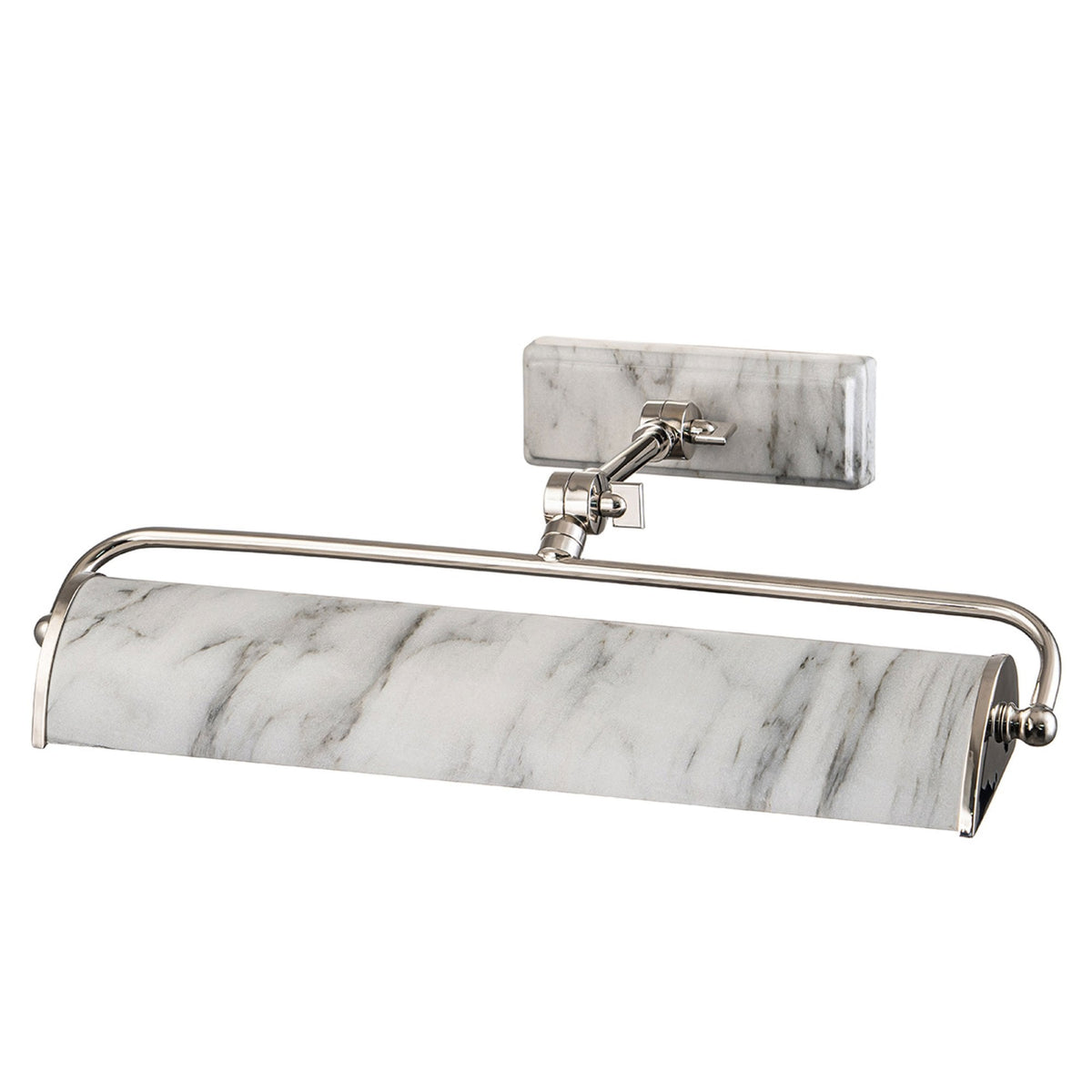 Winchfield Medium Adjustable Picture Light in Polished Nickel & White Marble Effect