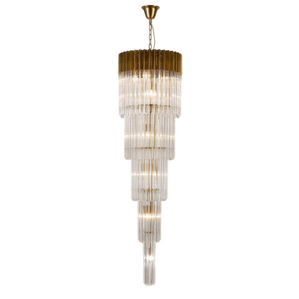 Kentisbeare 500mm 5 Tier 18 Lamp Chandelier in Brass & Clear Glass