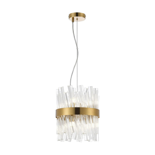 Kelly Six Light Pendant in Brass & Clear Glass