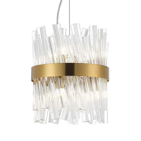 Kelly Six Light Pendant in Brass & Clear Glass