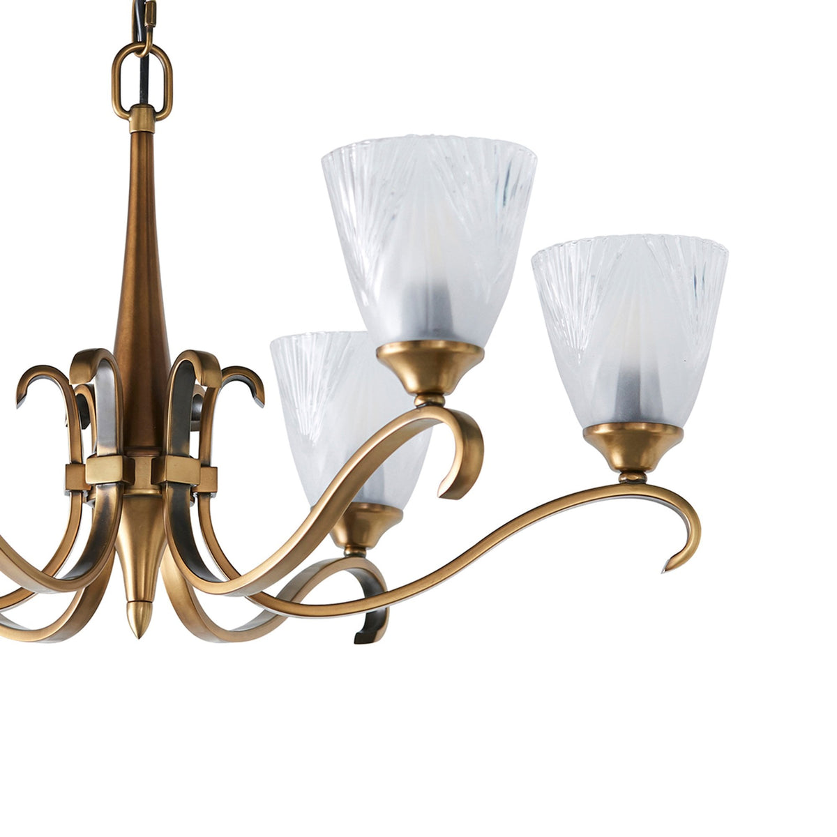 Columbia Six Light Pendant In Antique Brass With Glass Shades