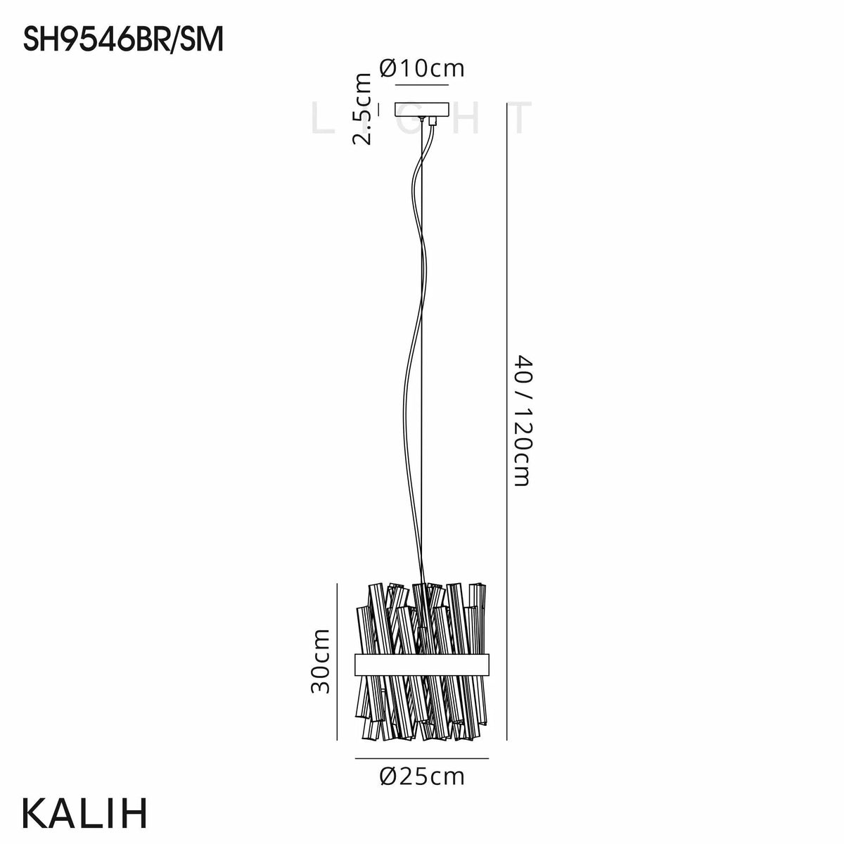 Kelly Six Light Pendant in Brass & Smoke Glass