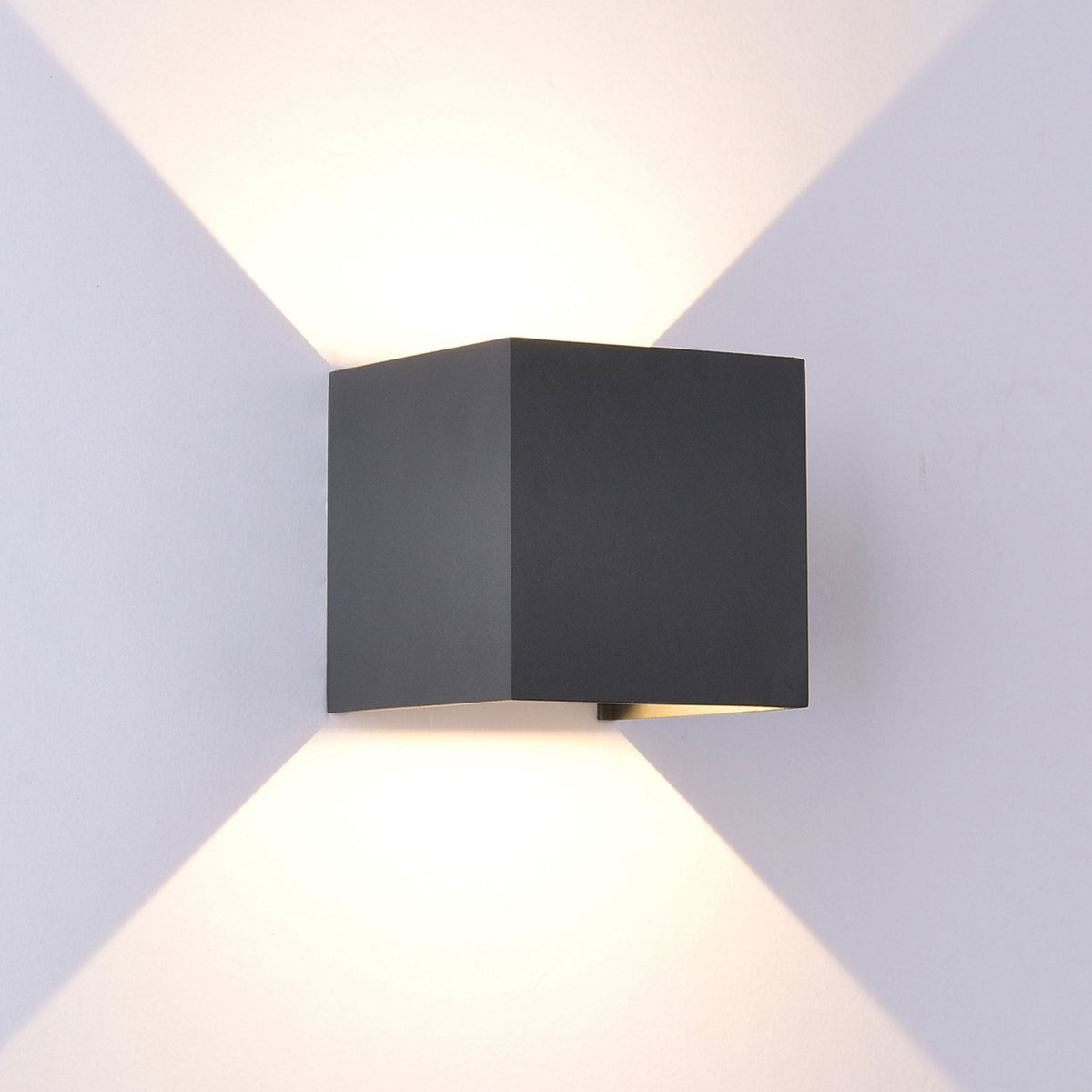 Davos Square LED IP54 2700k Outdoor Wall Light in Anthracite with Adjustable Beam Angle