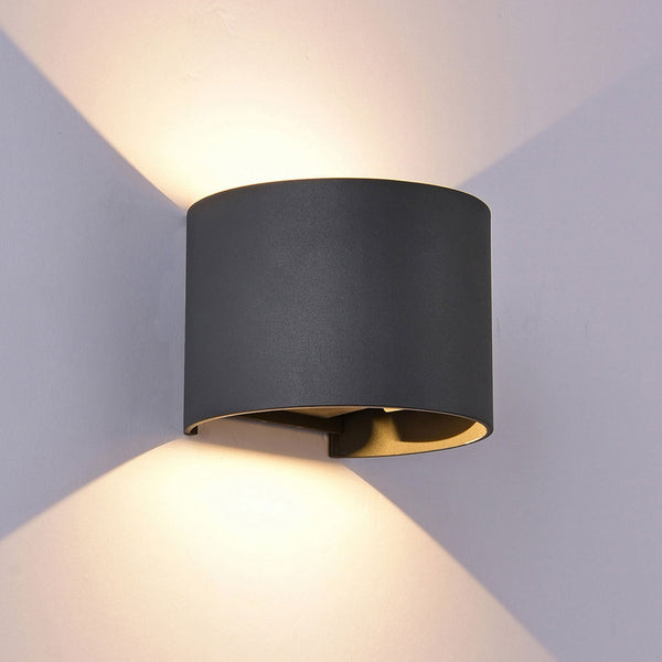 Davos Round LED IP54 Outdoor Wall Light in Anthracite with Adjustable Beam Angle