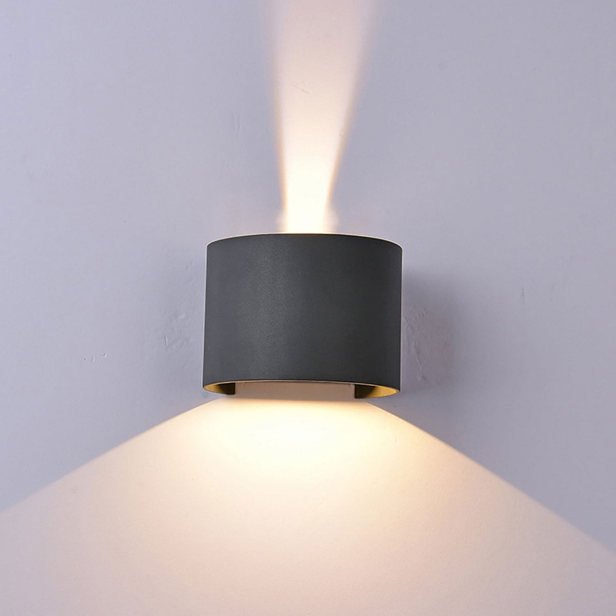 Davos Round LED IP54 Outdoor Wall Light in Anthracite with Adjustable Beam Angle