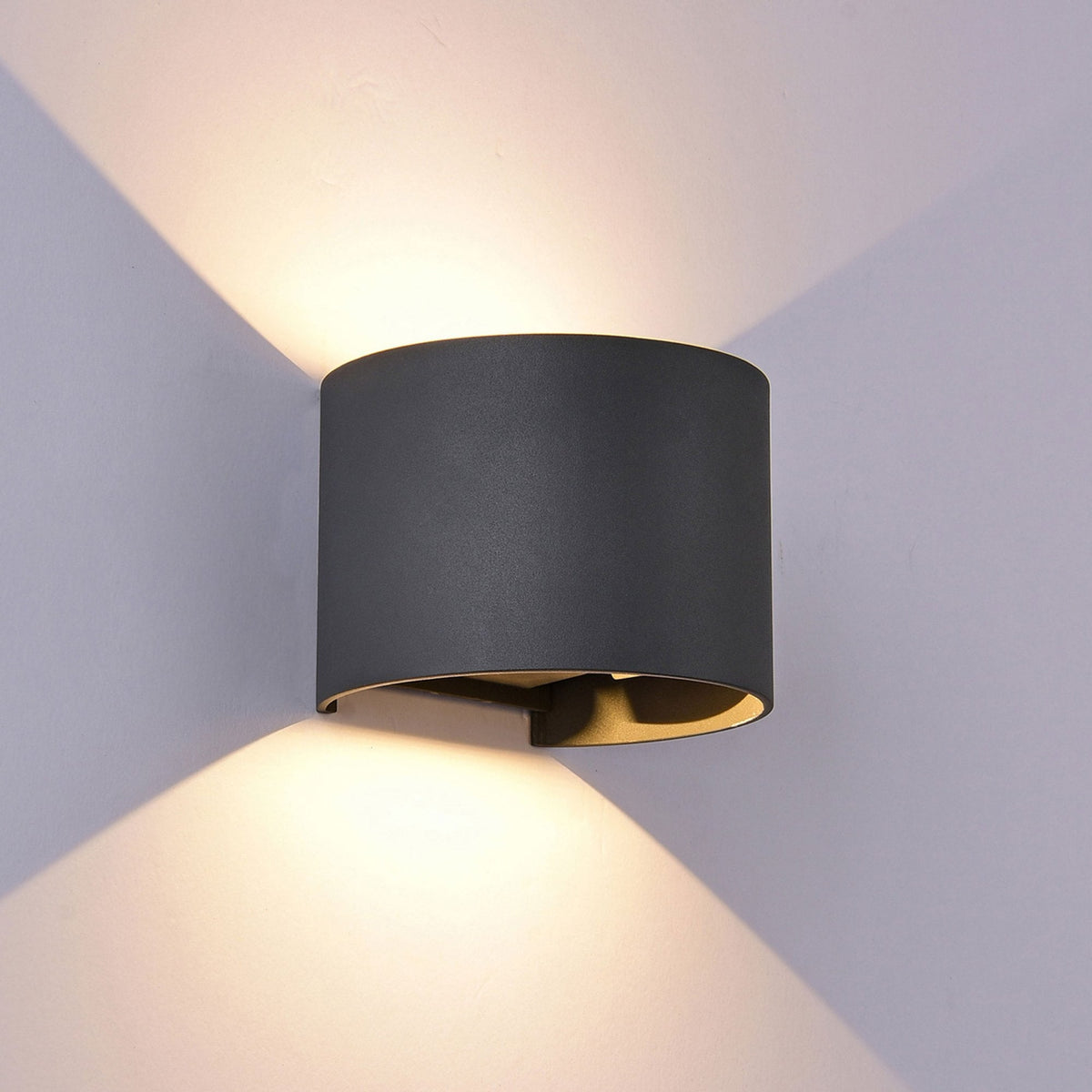 Davos Round LED IP54 Outdoor Wall Light in Anthracite with Adjustable Beam Angle