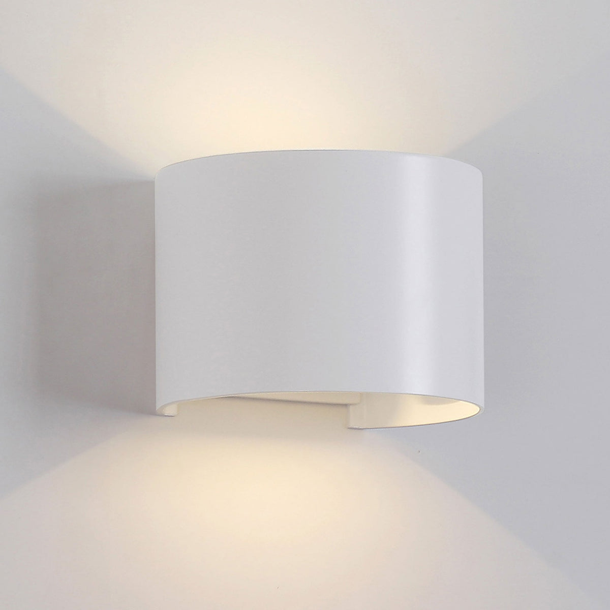 Davos Round LED IP54 Outdoor Wall Light in Sand White with Adjustable Beam Angle