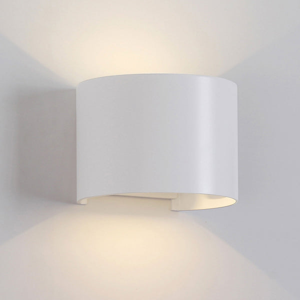 Davos Round LED IP54 Outdoor Wall Light in Sand White with Adjustable Beam Angle
