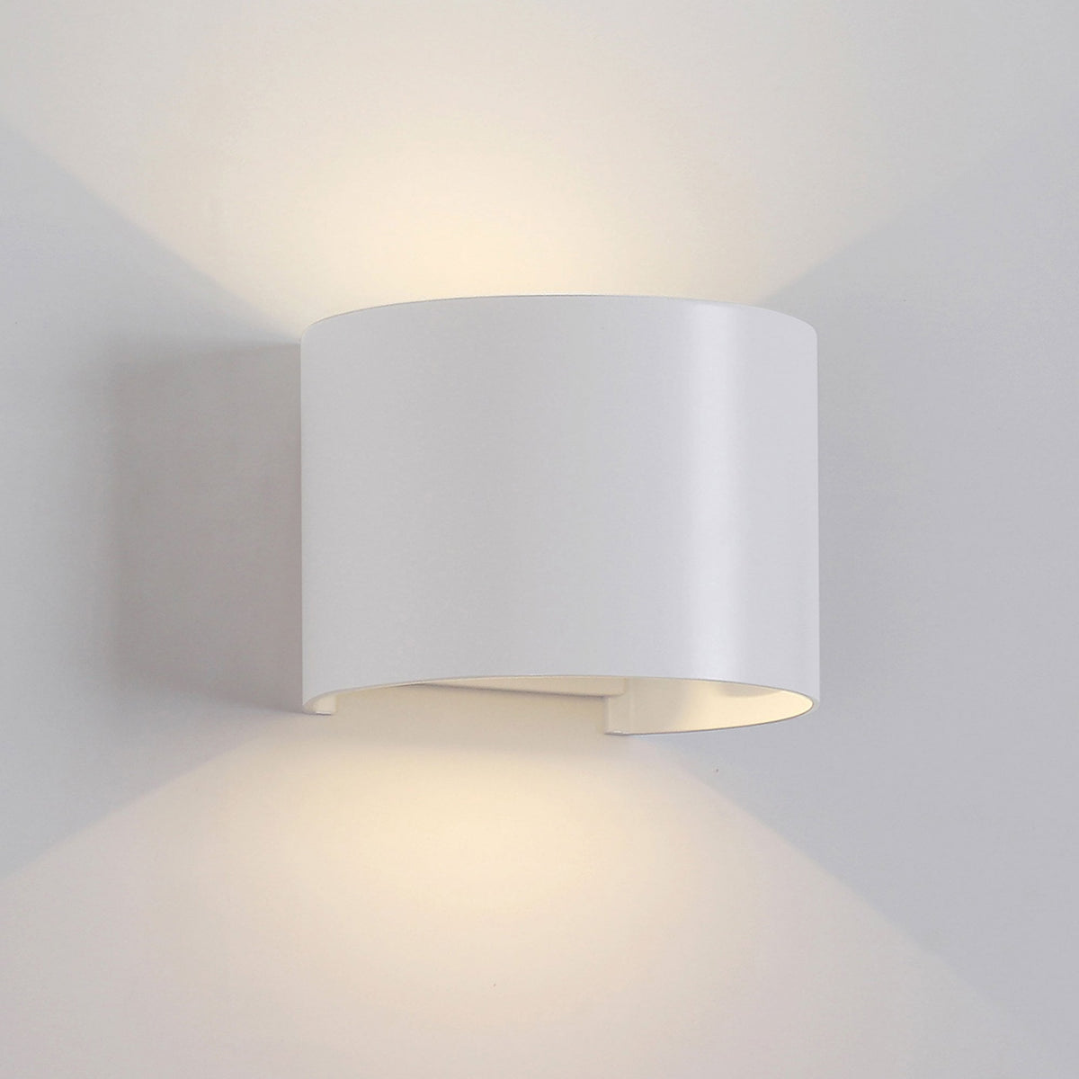 Davos Round LED IP54 Outdoor Wall Light in Sand White with Adjustable Beam Angle