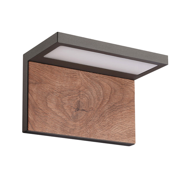 Ruka LED Outdoor Wall Light in Anthracite and Walnut