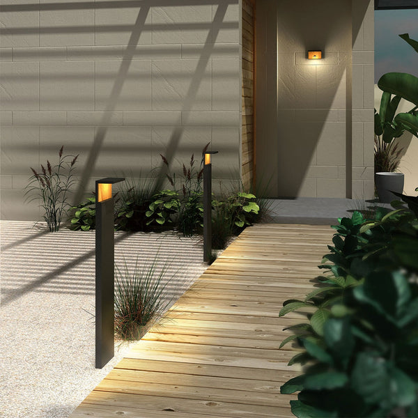 Ruka LED Outdoor Large Floor Light in Anthracite and Walnut