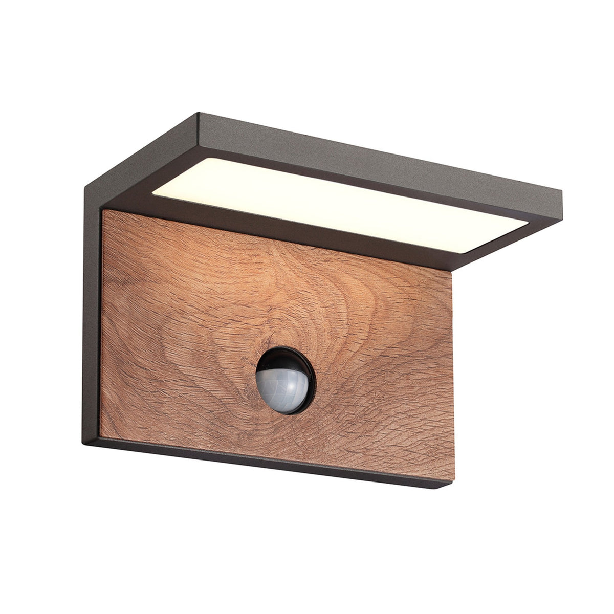 Ruka LED Outdoor PIR Wall Light in Anthracite and Walnut