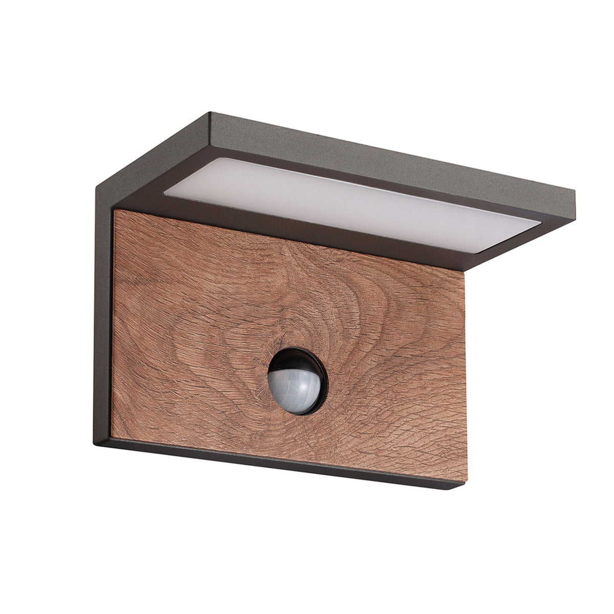 Ruka LED Outdoor PIR Wall Light in Anthracite and Walnut