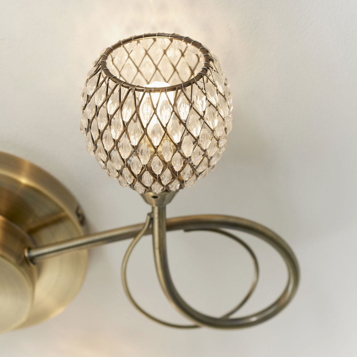 Aherne Three Arm Semi Flush Ceiling Light in Antique Brass