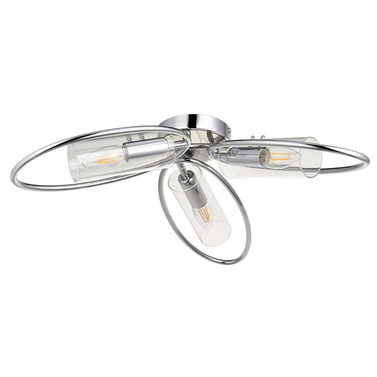 Amari Three Light Semi Flush in Chrome with Clear Glass Shades