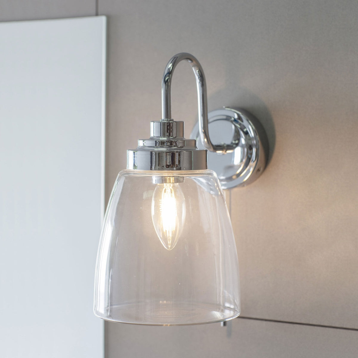 Ashbury Switched IP44 Bathroom Wall Light in Chrome