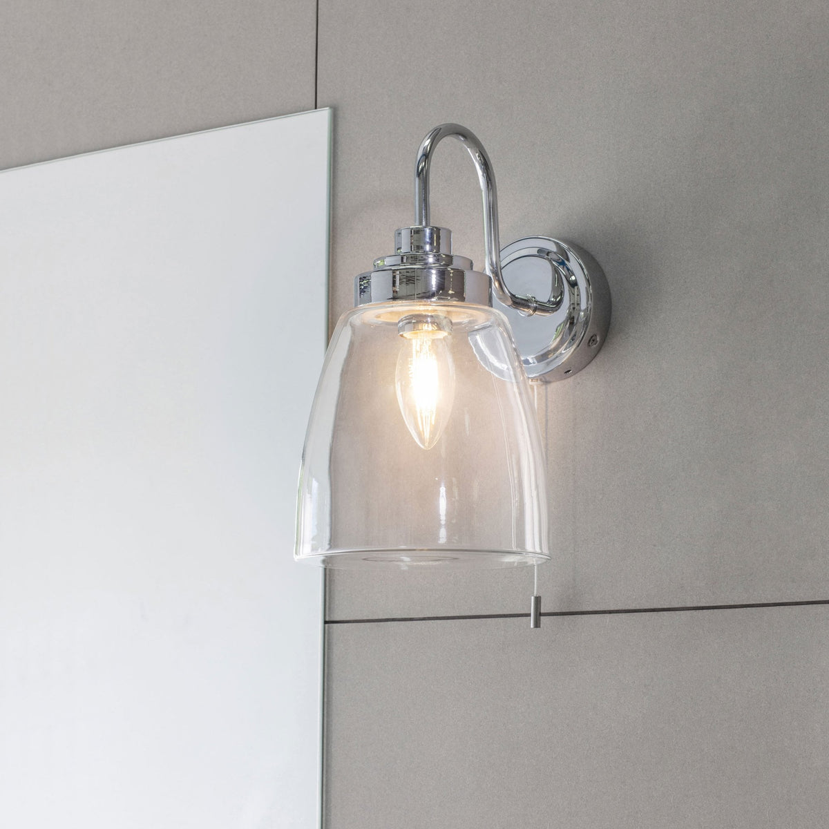 Ashbury Switched IP44 Bathroom Wall Light in Chrome