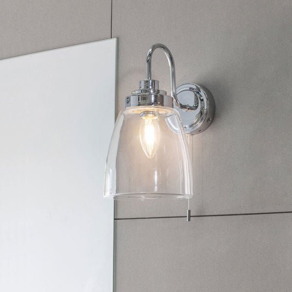Ashbury Switched IP44 Bathroom Wall Light in Chrome