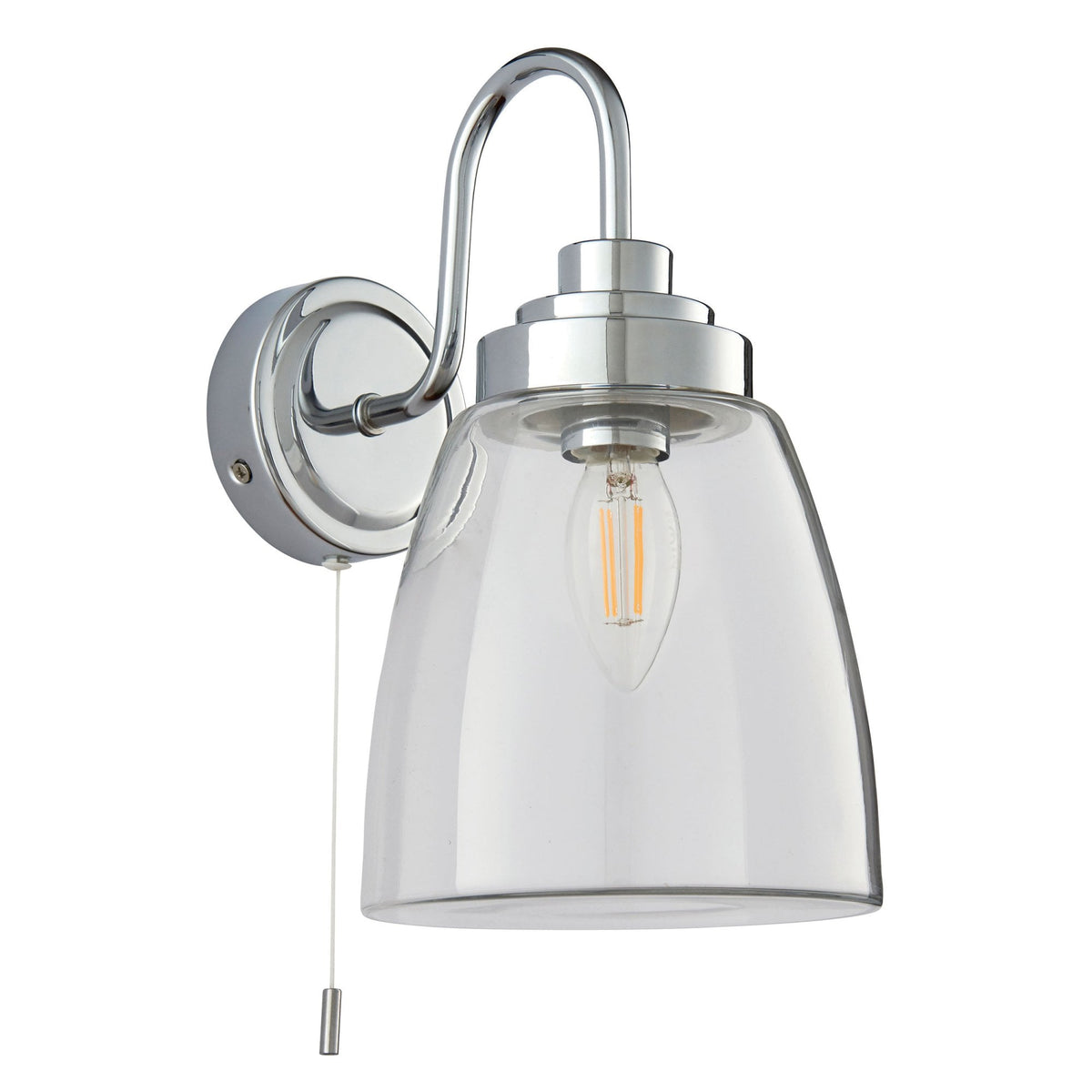 Ashbury Switched IP44 Bathroom Wall Light in Chrome