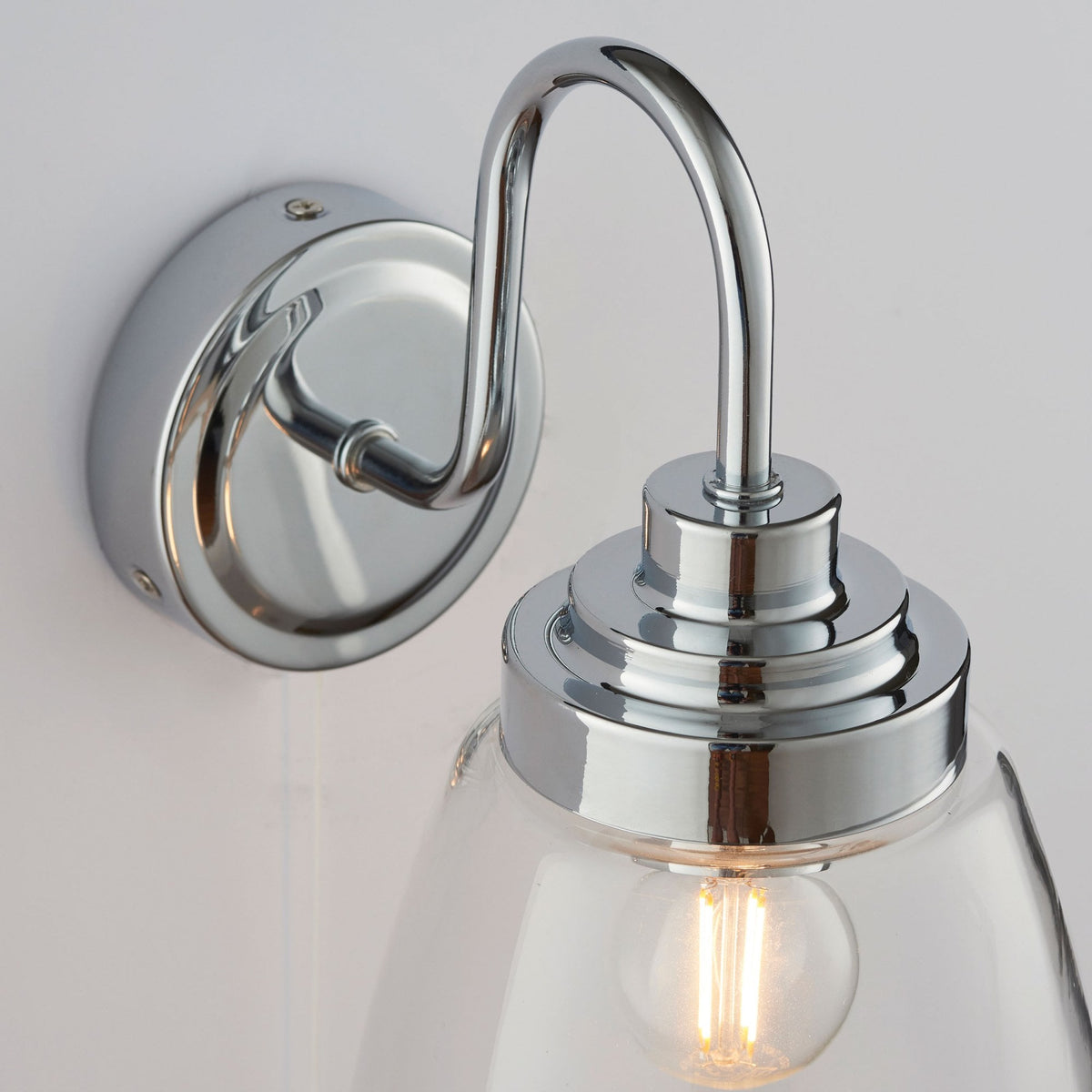 Ashbury Switched IP44 Bathroom Wall Light in Chrome