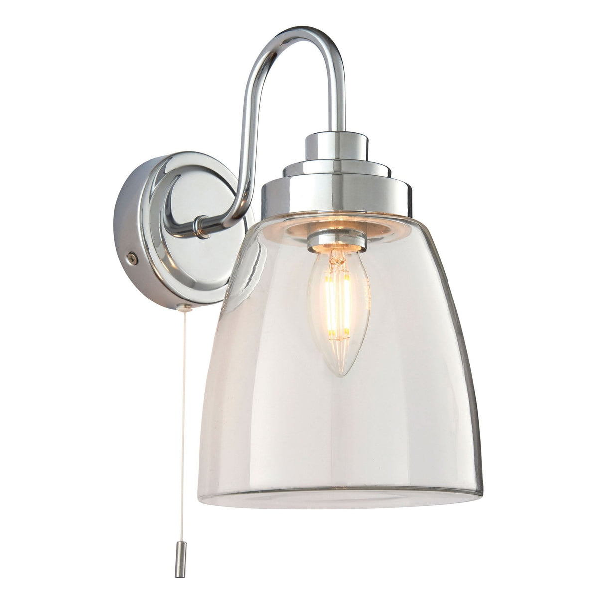 Ashbury Switched IP44 Bathroom Wall Light in Chrome