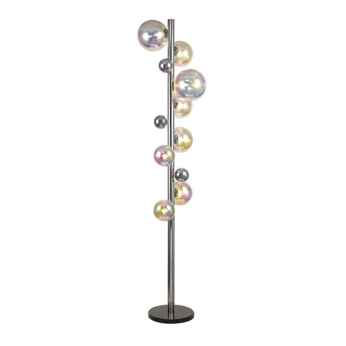 Ridge 8 Light Floor Lamp in Polished Chrome with Iridescent Glass