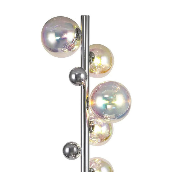 Ridge 8 Light Floor Lamp in Polished Chrome with Iridescent Glass
