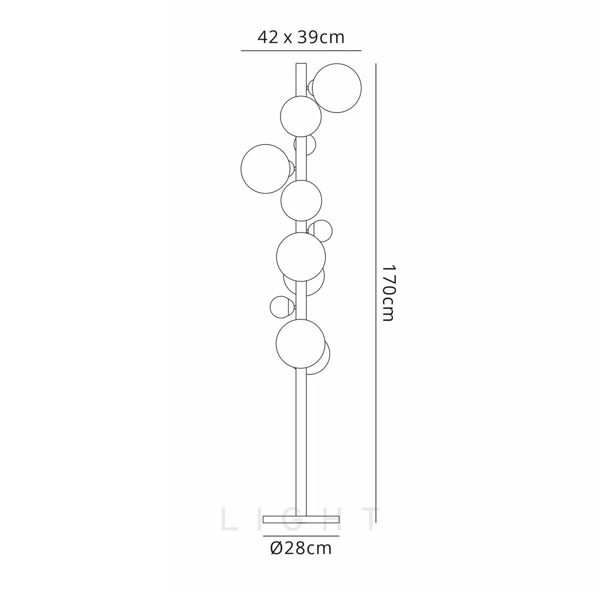Ridge 8 Light Floor Lamp in Polished Chrome with Iridescent Glass