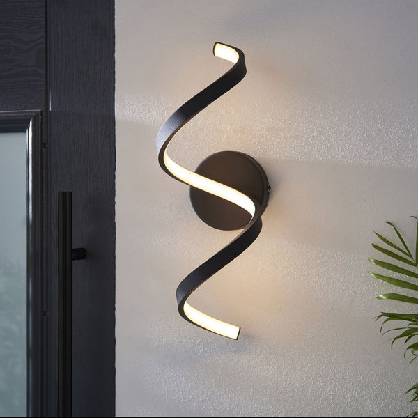 Astral 12w LED IP44 Bathroom Wall Light in Textured Black