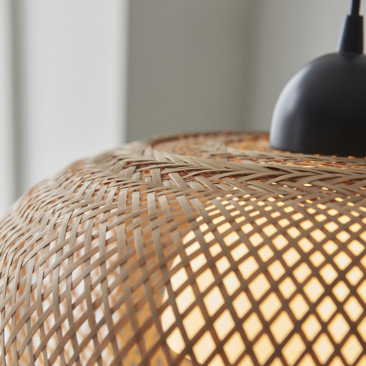 Bali Single Pendant Natural Bamboo Woven Shade with White Inner Diffuser